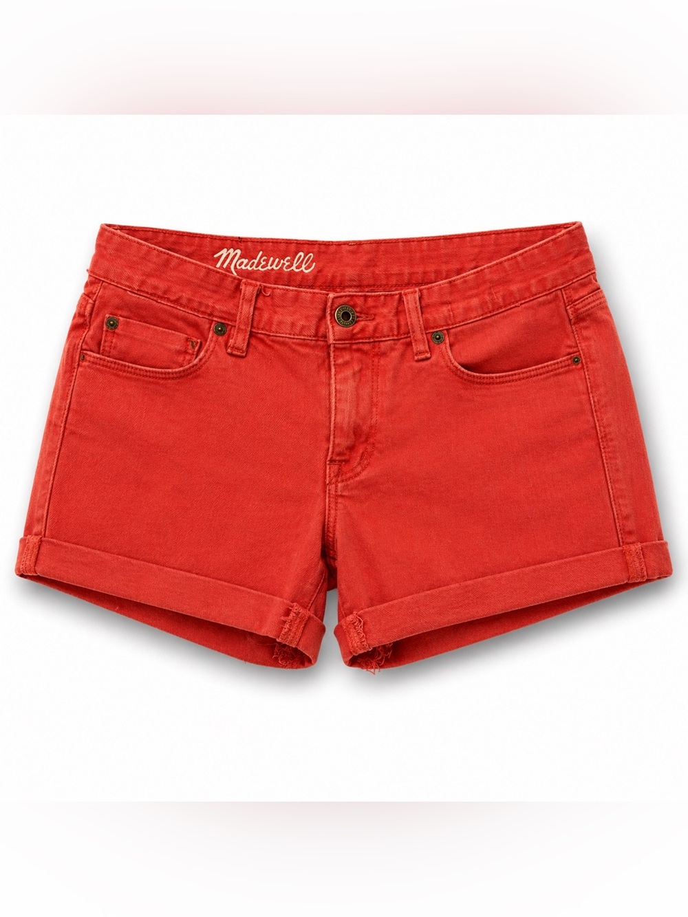 Madewell Red Coral Denim Cutoff Shorts Size 28
